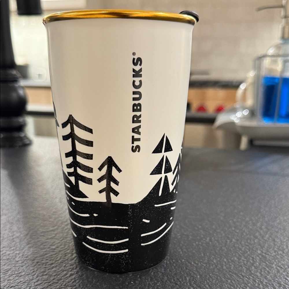 Starbucks Holiday Black and White Ceramic Tumbler